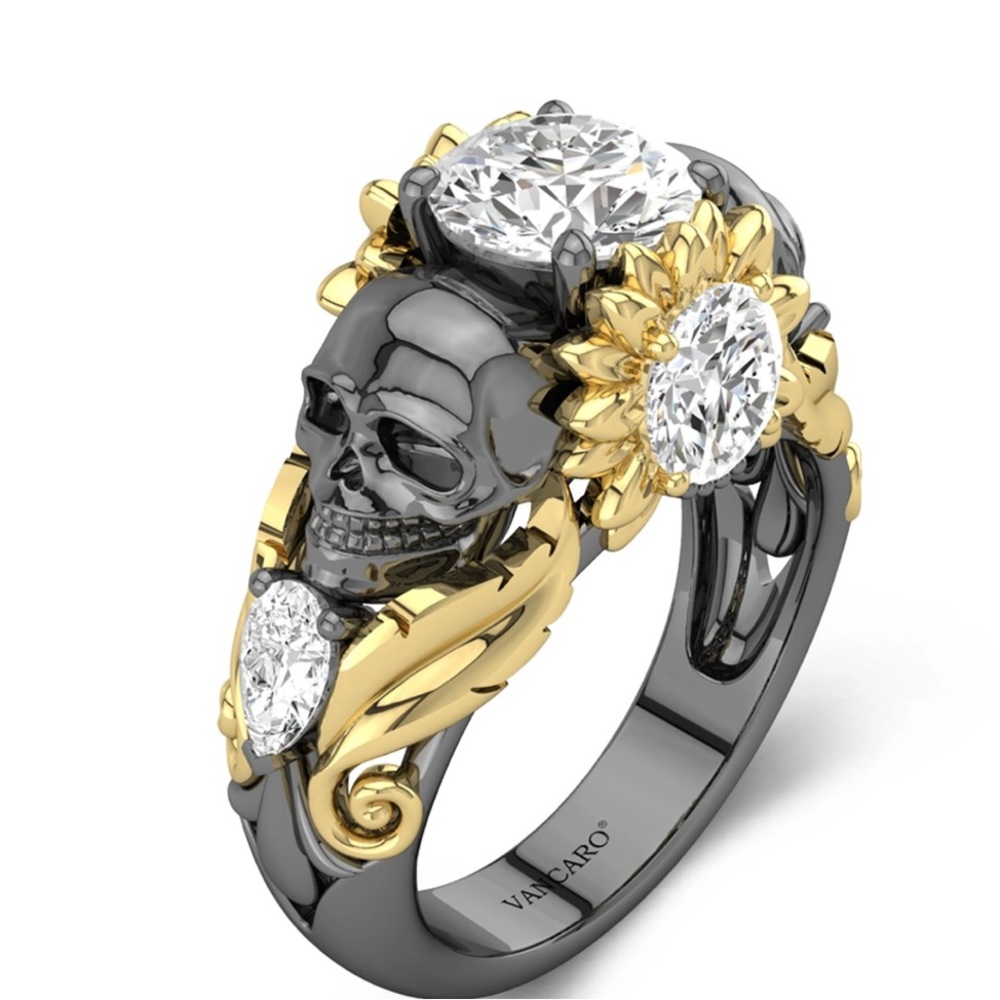 Vancaro Black and Gold Skull Ring 💍